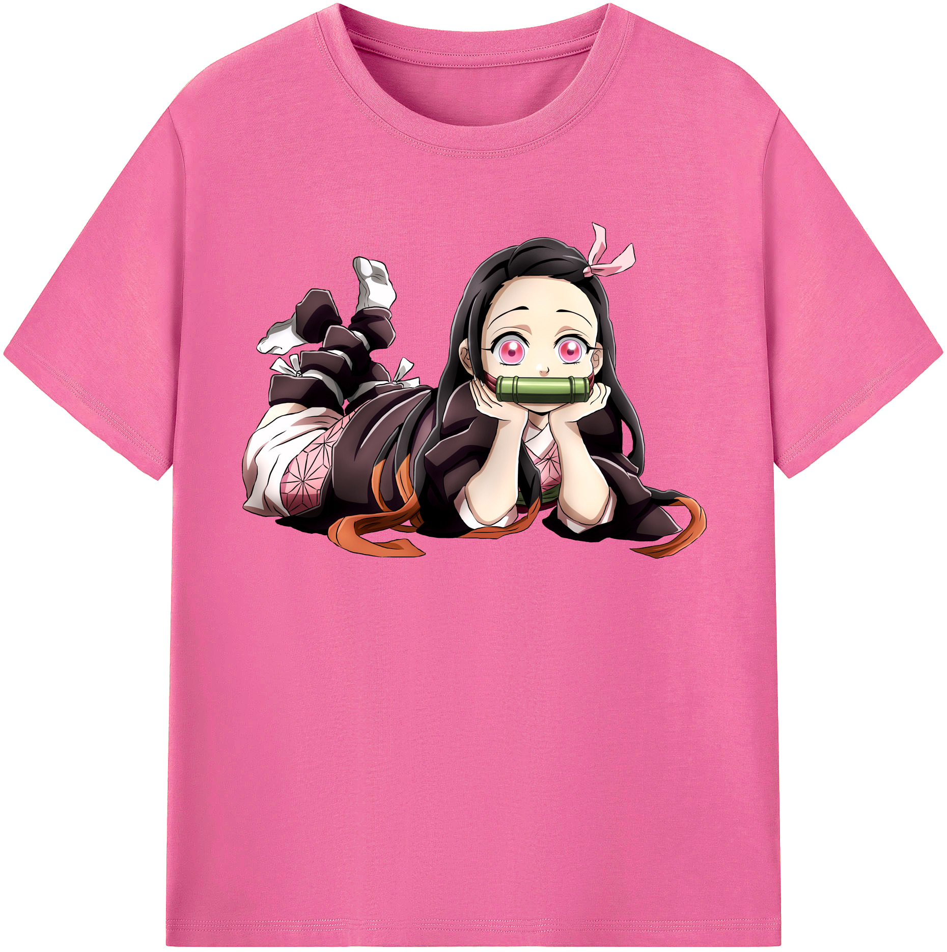 （画像用） 鬼滅の刃（きめつのやいば）竈門 禰󠄀豆子／かまど ねずこ Kamado Nezuko レディースカジュアルプリントTシャツ（綿100％）